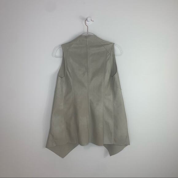 Bar III Open Front Long Vest Coverup Faux Leather Stone Zip Pockets M - Picture 4 of 6